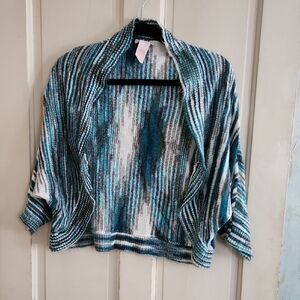 Striped Teal and White Women's Shrug